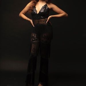 Fringe-Sequin Bodysuit